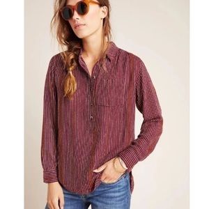 Anthropologie Isadora Button-Back Tunic Burgundy